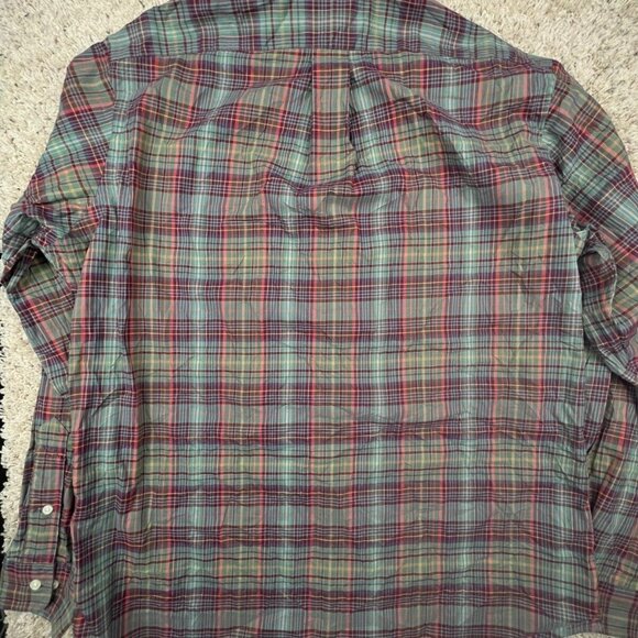 Ralph Lauren Button Up Shirt Cotton 16 Large Green Red Orange Plaid Classic Fit - Picture 8 of 8